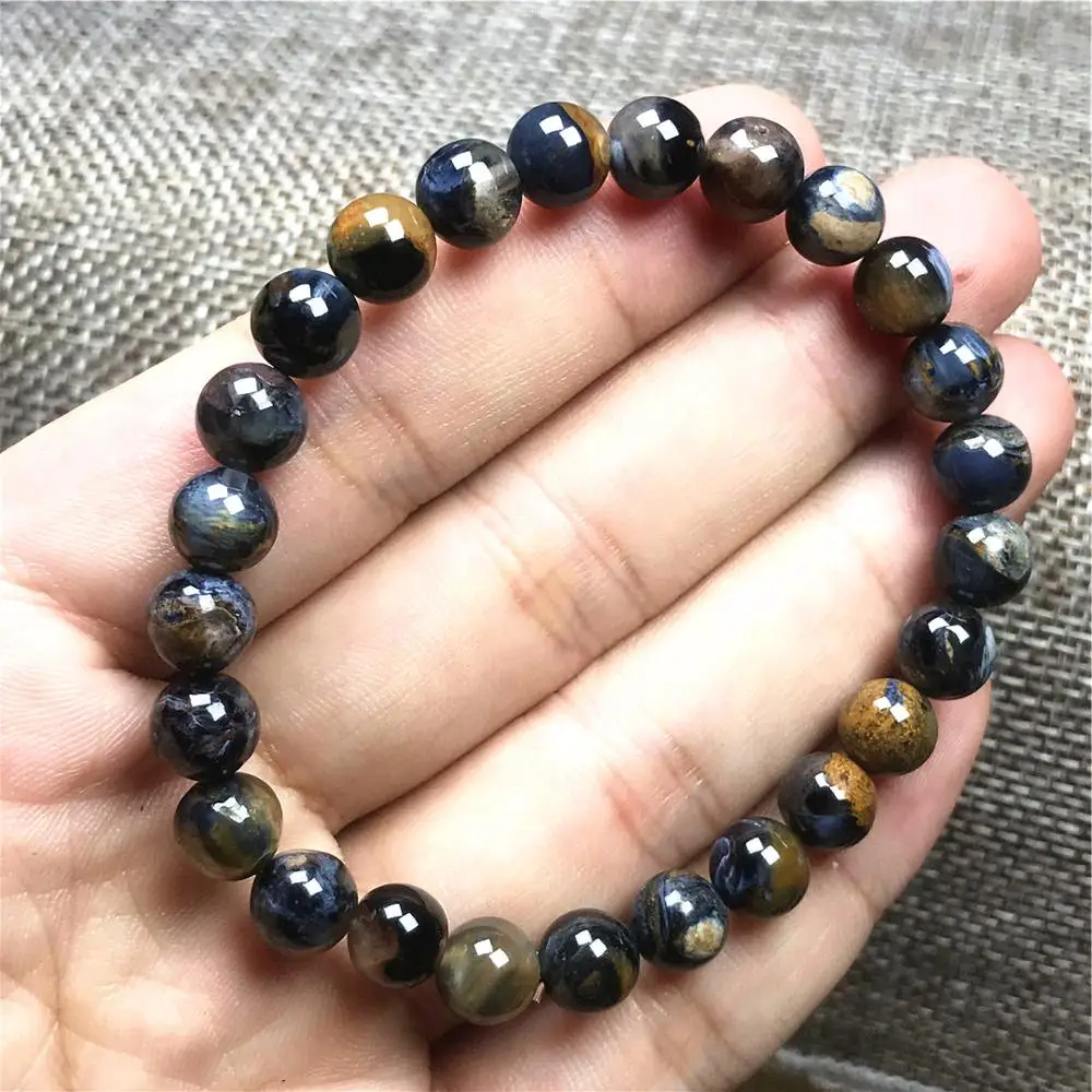 

7.5mm Genuine Natural Blue Pietersite Bracelet Jewelry For Woman Lady Men Crystal Energy Stone Namibia Round Beads Stretch AAAAA