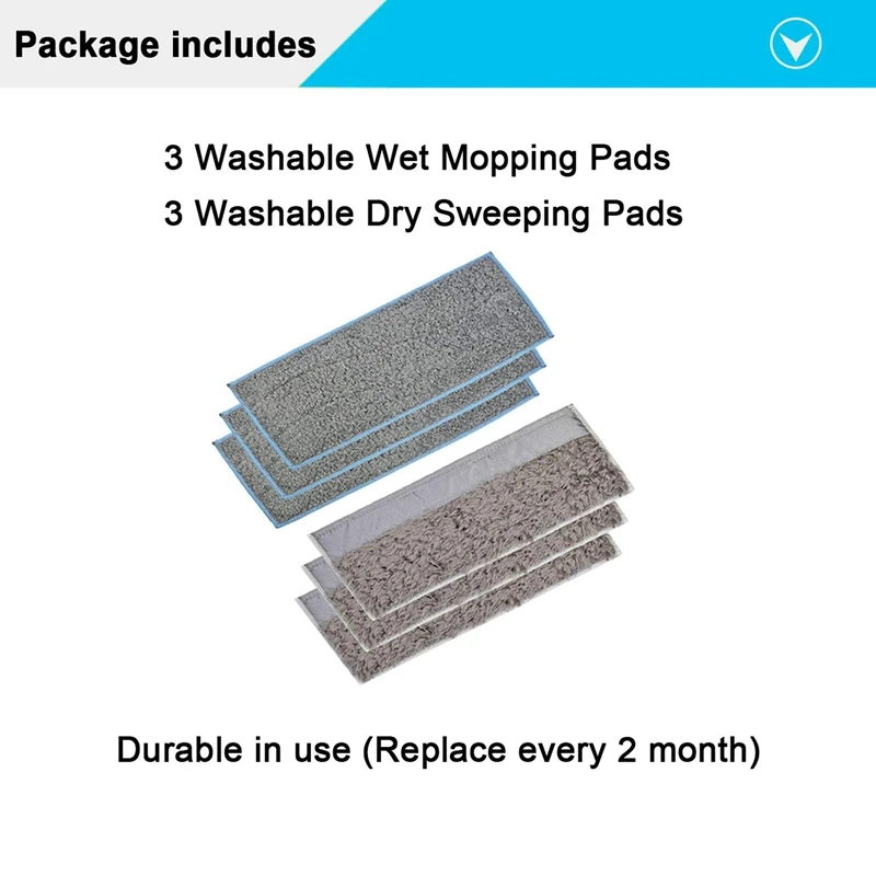 3 влажных прокладки и сухих моющиеся многоразовые моющие для IRobot Braava Jet M6 (6110)
