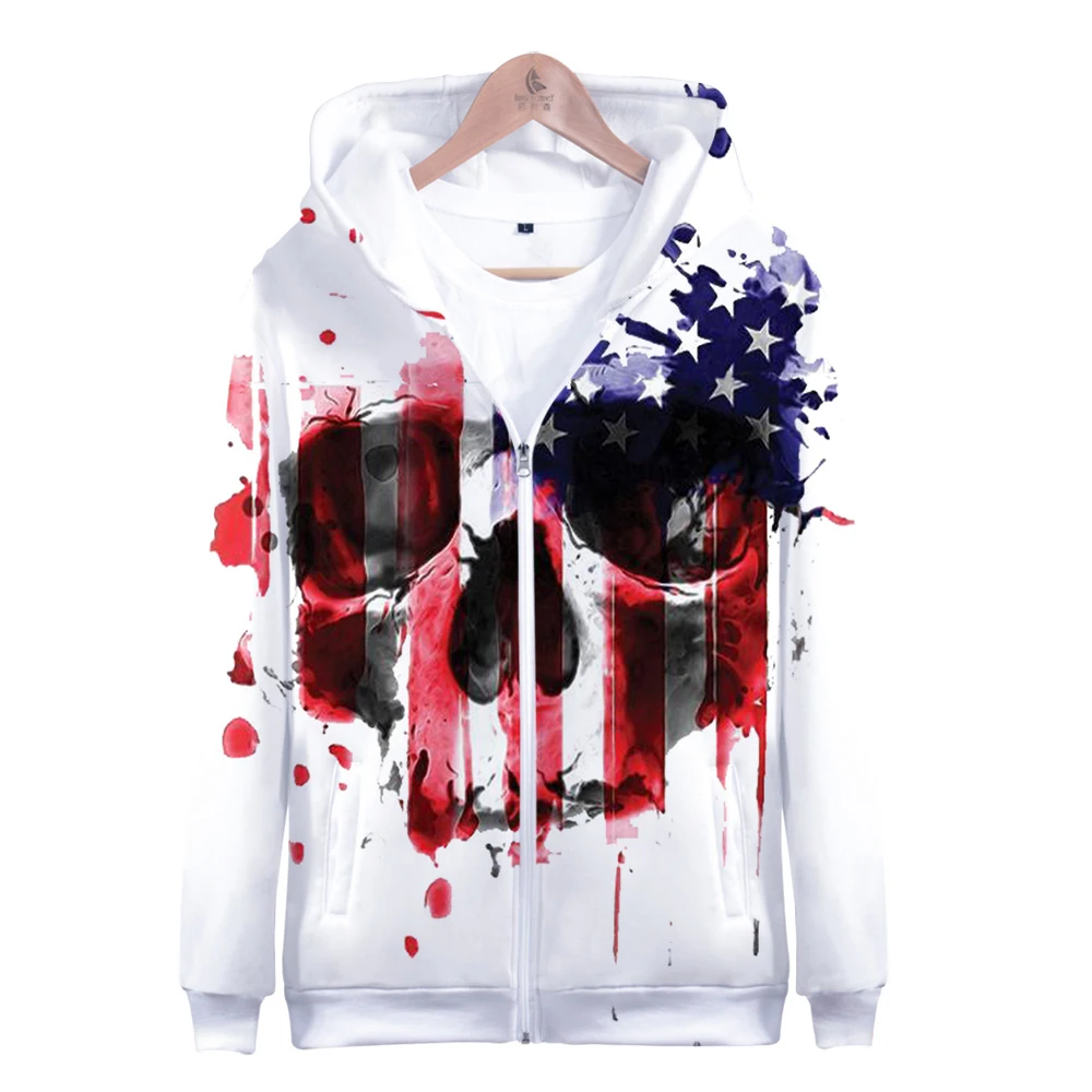 Independence Day Zipper Hoodies Men New Fashion Fourth of July Hoodie Sweatshirts 3D Hooded Casual Tops | Мужская одежда