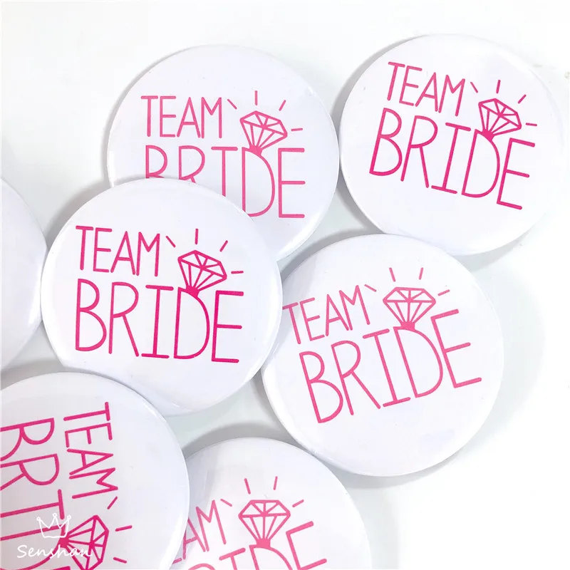 White Pink Team Bride Bridal Shower Party Badge Wedding Buttons to Be For Decor Supplies | Дом и сад