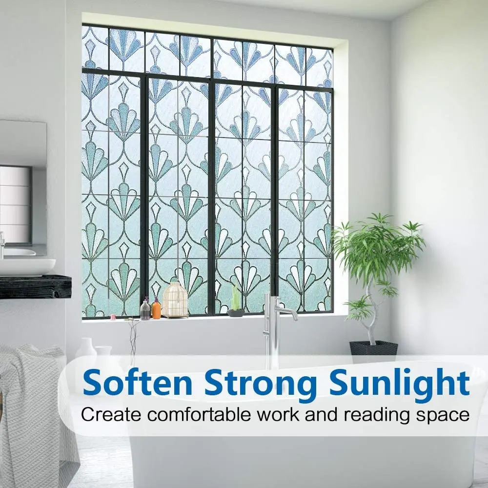 

Static Cling Rain Glass Window Film Removable Decorative Window Film Privacy Anti-UV Heat Control Opaque Vinyl Window Stickers