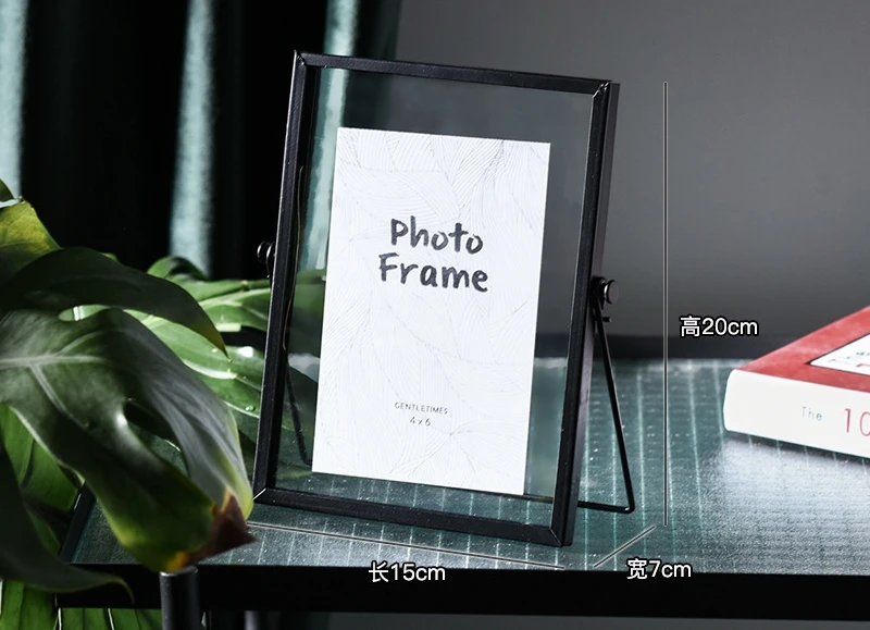 Black 6 inch Кованое железо Геометрическая фоторамка набор скандинавского ветра фото металлический стеклянный кронштейн для домашнего индивидуального креативного украшения - Цвет: Black 6 inch