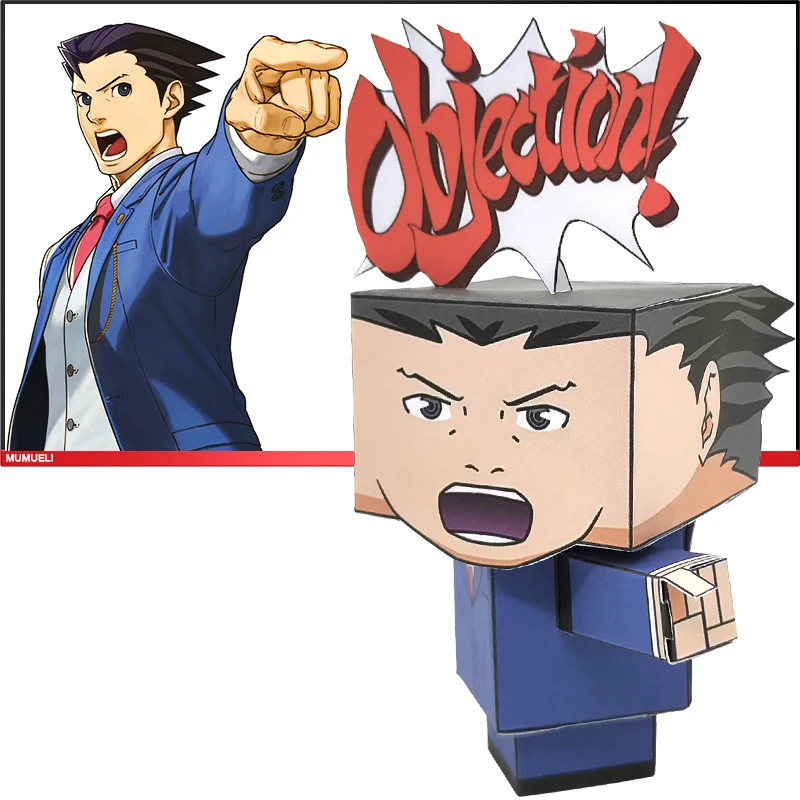 Без клея Gyakuten Saiban Феникс Райт Милая Мини 3D бумажная модель Бумажная аниме Фигурка