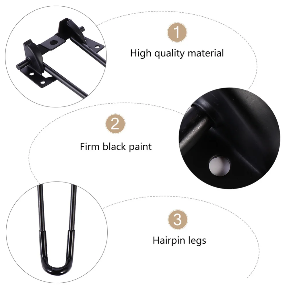 

4Pcs Folding Table Legs Iron Table Feet Home Computer Desk Legs (Black)