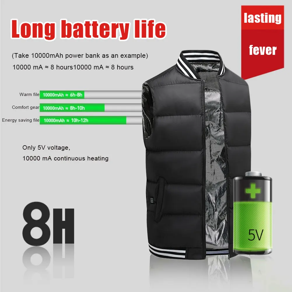 

6 SIZE Heating Vest with USB Charging Vest Men and Women of the Same Style Outdoor Warm Clothing Thick and Warm Zone 5 Fever