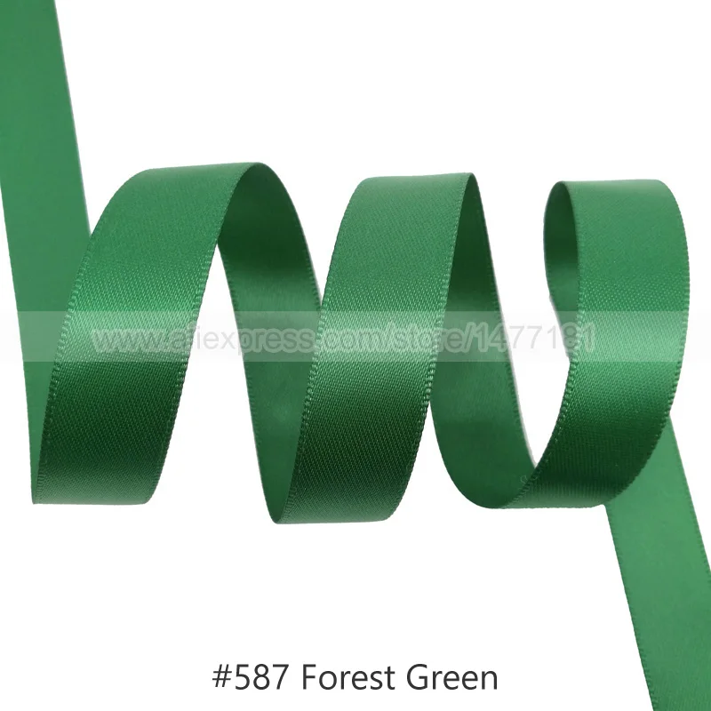 587 Forest Green 25 Yards) 6 9 16 25 38 50 мм атласная лента Двусторонняя лента высокого качества полиэстер Двусторонняя лента банты изготовление тканей - Цвет: 587 Forest Green