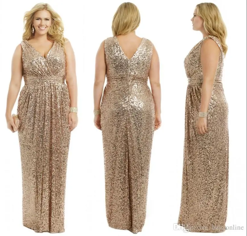 

2021 new plus size Wedding party dress new V Neck custom sequin gold sexy mermaid bridesmaid dress long vestido madrinha hot