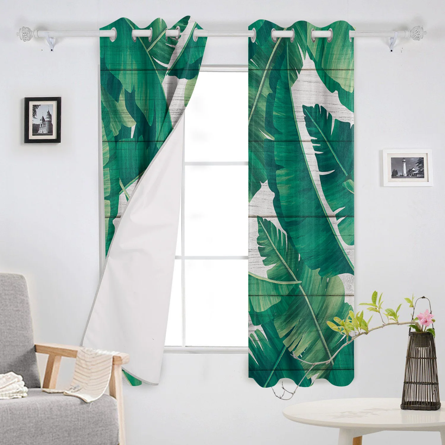 Тропические растения пальмовых листьев дерева занавески на окна с принтом