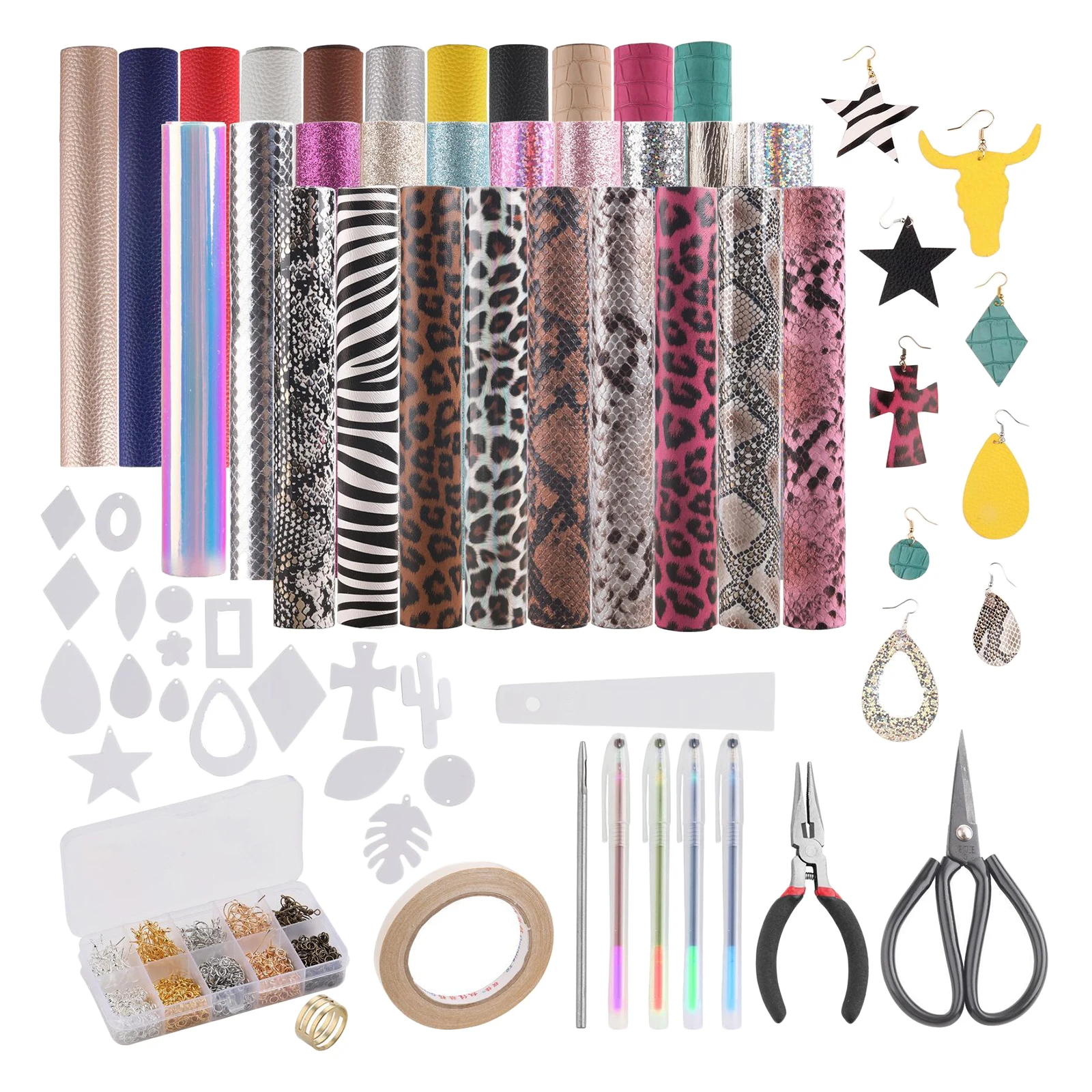Kits de fabricaci&oacute;n de pendientes de cuero, herramientas de ganchos para pendientes de 30x6,3 "x 8,3"-2