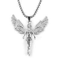 net red with the same titanium steel style retro angel necklace chic pendant bungee men and women tide jewelry