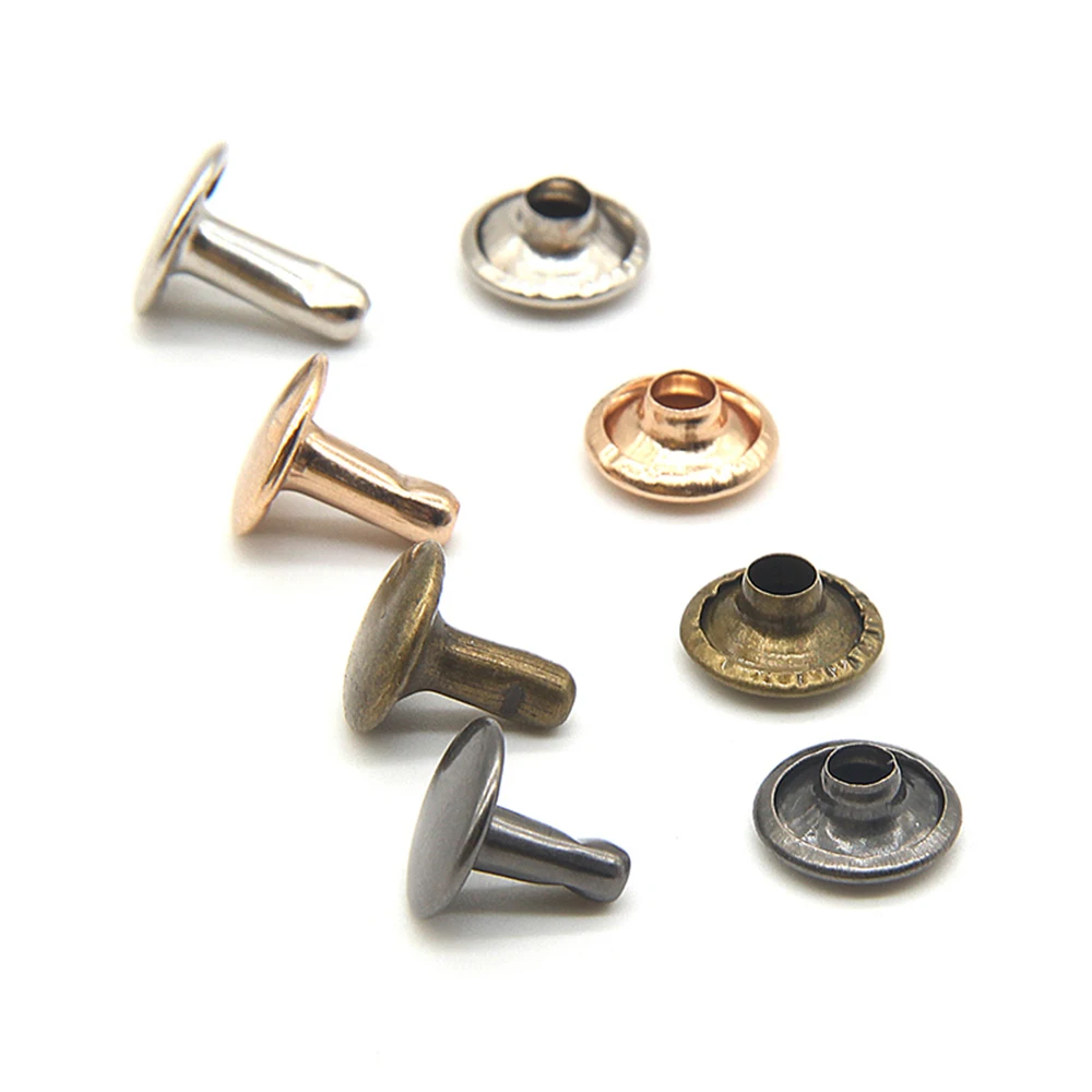 Заклепки для кожи трубчатые 4 цвета с двумя колпачками фиксирующими