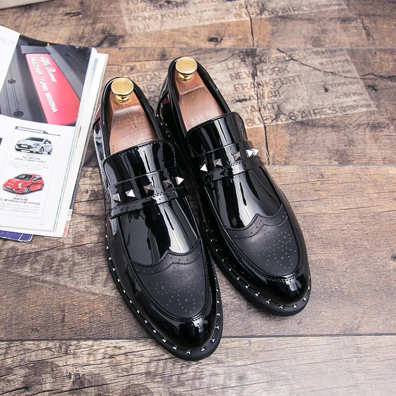 

Driving Shoes Gentleman Formal Men's Shoes Leather Dress Handmade Men Mens Black British Style Comfortable Personality Fashion