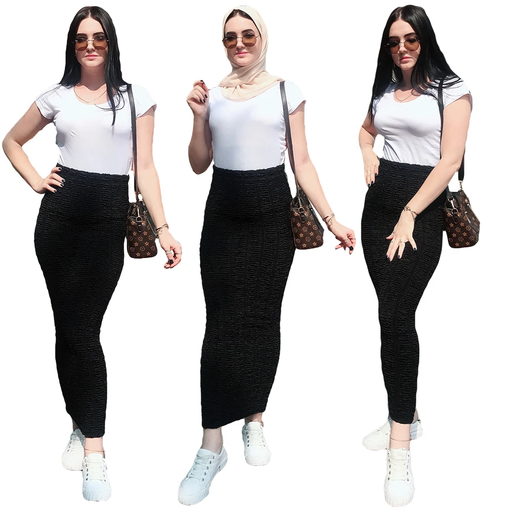 Мусульманская женская плиссированная облегающая длинная юбка с высокой талией