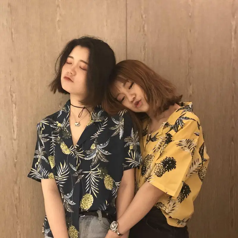 

IELGY Summer sexy V-neck Hawaiian shirt short-sleeved women tops s and blouses