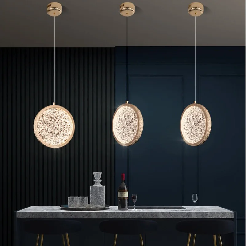 Energy Saver-Modern Pendant Lights Led Gold Hanging Lighting Minimalist Living Bedroom Dining Restaurant Decor Round Luminaire