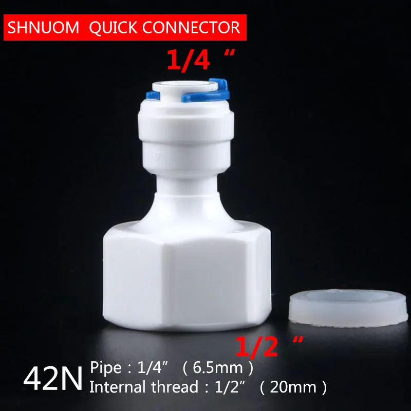 

1/2" Internal thread to 1/4" Tube Straight connector 42 Silicone ring RO Water Fitting Tune Quick Connect White fast connection