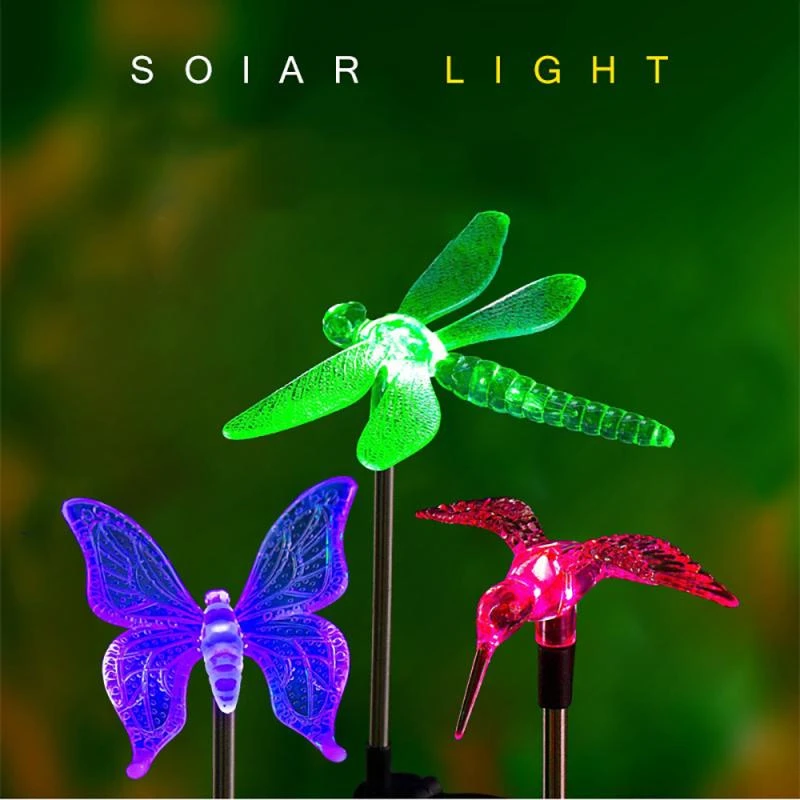 Dragonfly/Butterfly/Bird Multicolor Solar Outdoor Light Garden Patio Street LED Lawn Lamps Courtyard Solar Light Christmas Decor