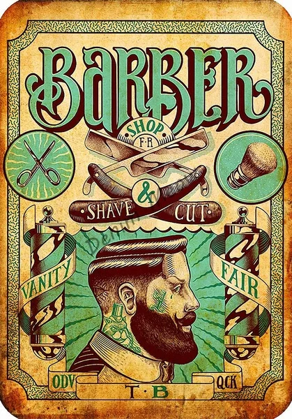 

Металлический постер в винтажном стиле, ретро-стиль, для стрижки волос и бритья бороды