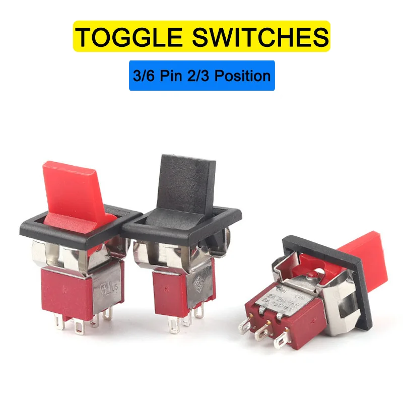

5PCS 3/6 Pin 2/3 Position Mini Toggle Switch 5A125V 2A250V SPDT ON-ON ON-OFF-ON Square Snap-in Panel Mount Momentary Switch
