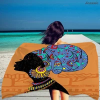 elegant african black women printed rectangle beach towel microfiber beach towel adult sports quick drying towel bath towel