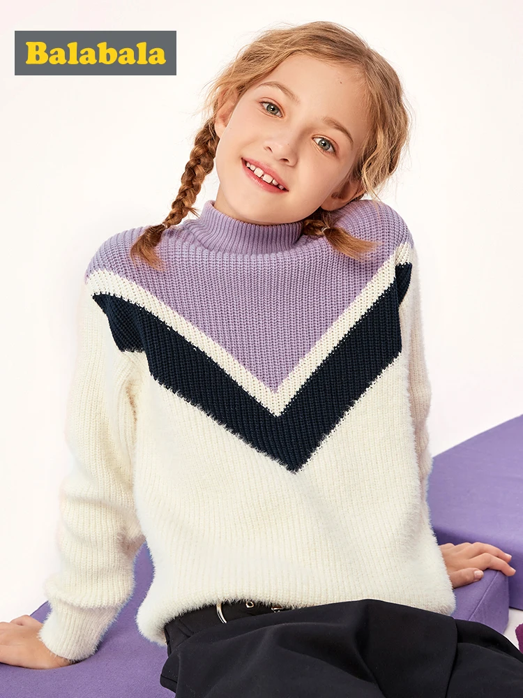 Детский вязаный свитер Balabala осенне зимние свободные свитера для девочек