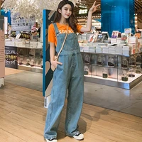 denim women overalls high waist 2021 spring summer casual straight jeans with pockets jumpsuits and rompers for women