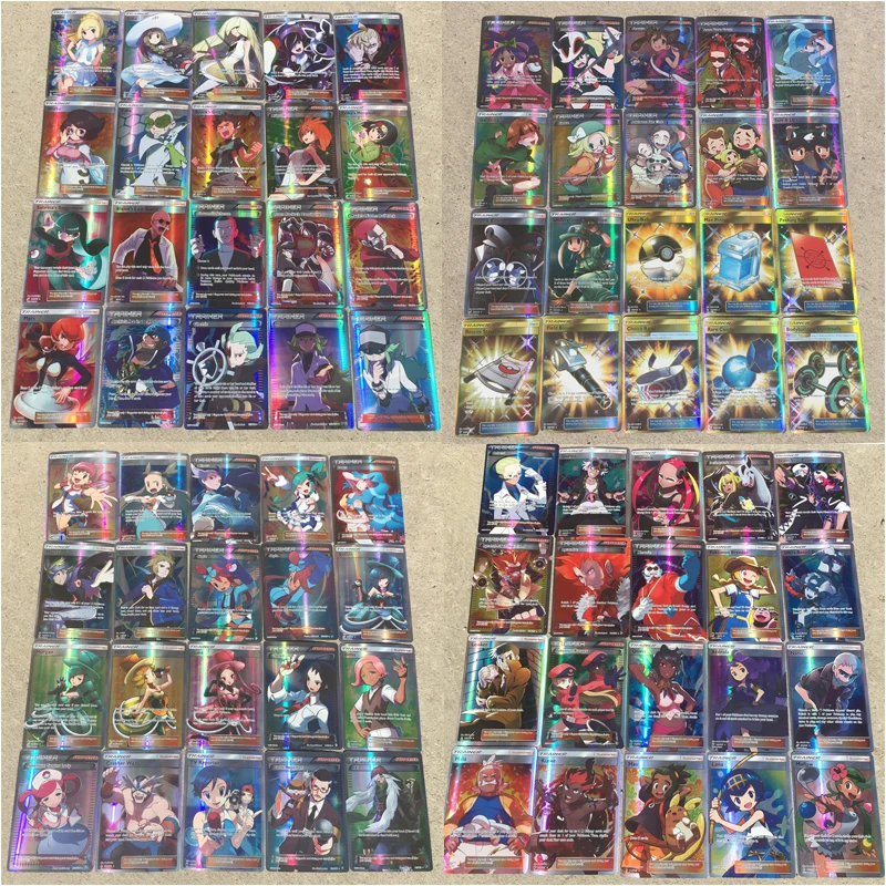 100 шт./кор. Pokemon флэш-карты PTCG боевые карты не повторяет 92 шт. тренер и 8 карточки для