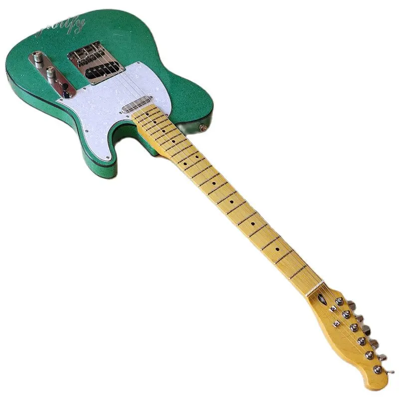 

Sparkle Glitter Green TL Electric Guitar 39 Inch Full Solid Basswood Body High Gloss Finish 648mm Scale Length 6 Strings Guitar