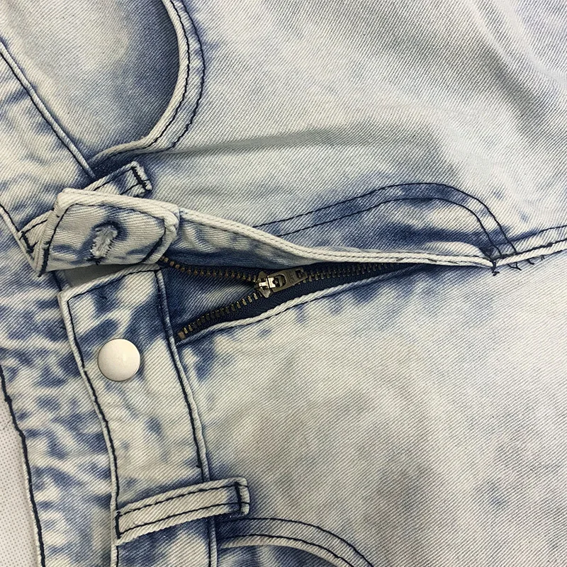 Autumn Personality Trend Slim-Fit Straight-Leg Jeans Men's Street Hip-Hop Ripped Fashion Young Men's Motorcycle Denim Trousers