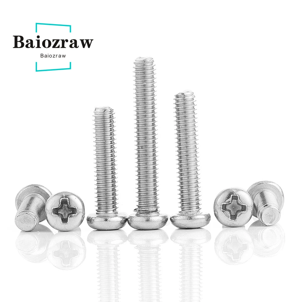 

Винт Phillips M2 M2.5 M3 M4 M5 M6 M8 из нержавеющей стали, встраиваемые крестообразные винты с круглой головкой, детали для 3D-принтера
