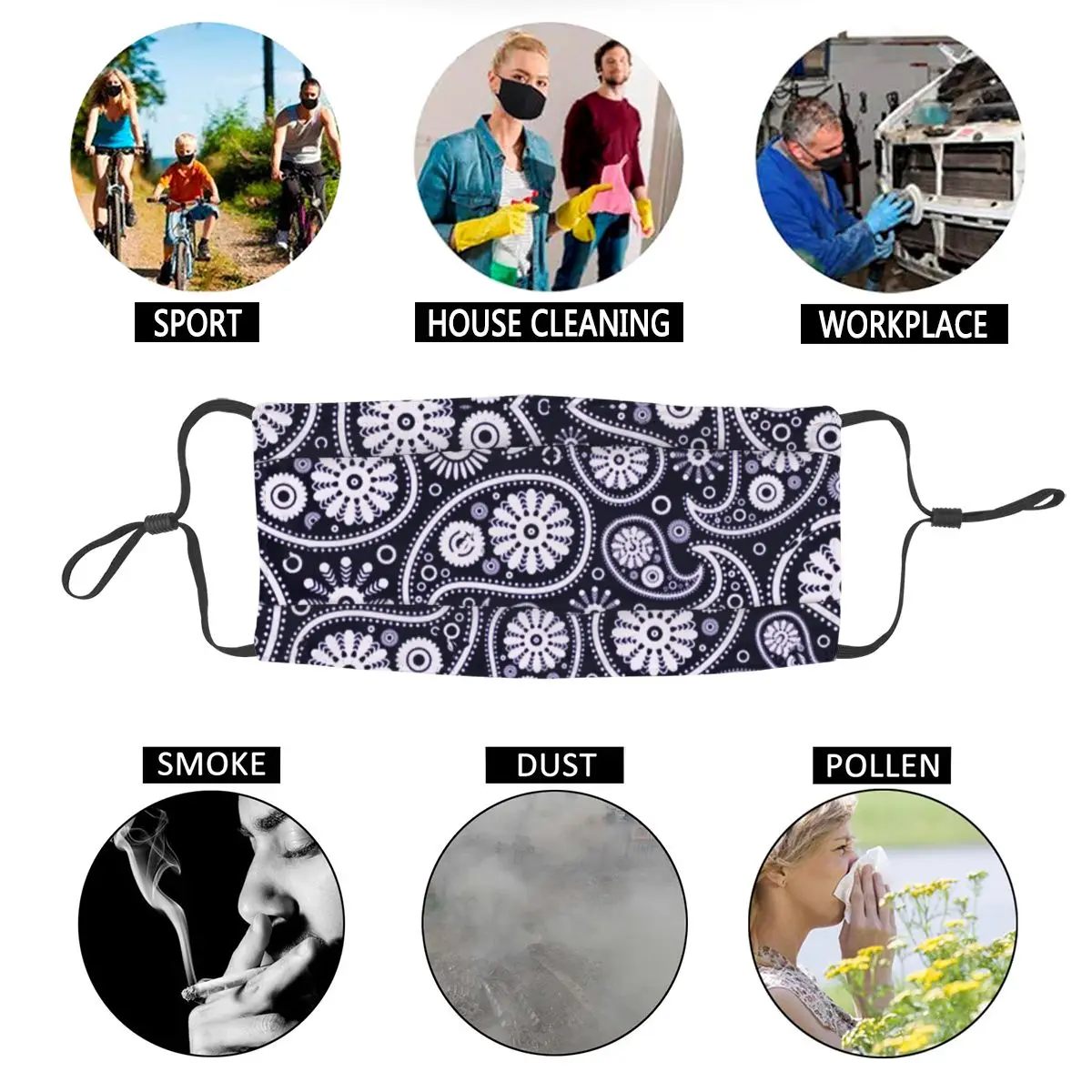 

Bandana Design Purple Reusable Face Mask Anti Haze Dust Mask Protection Cover Respirator Mouth Muffle