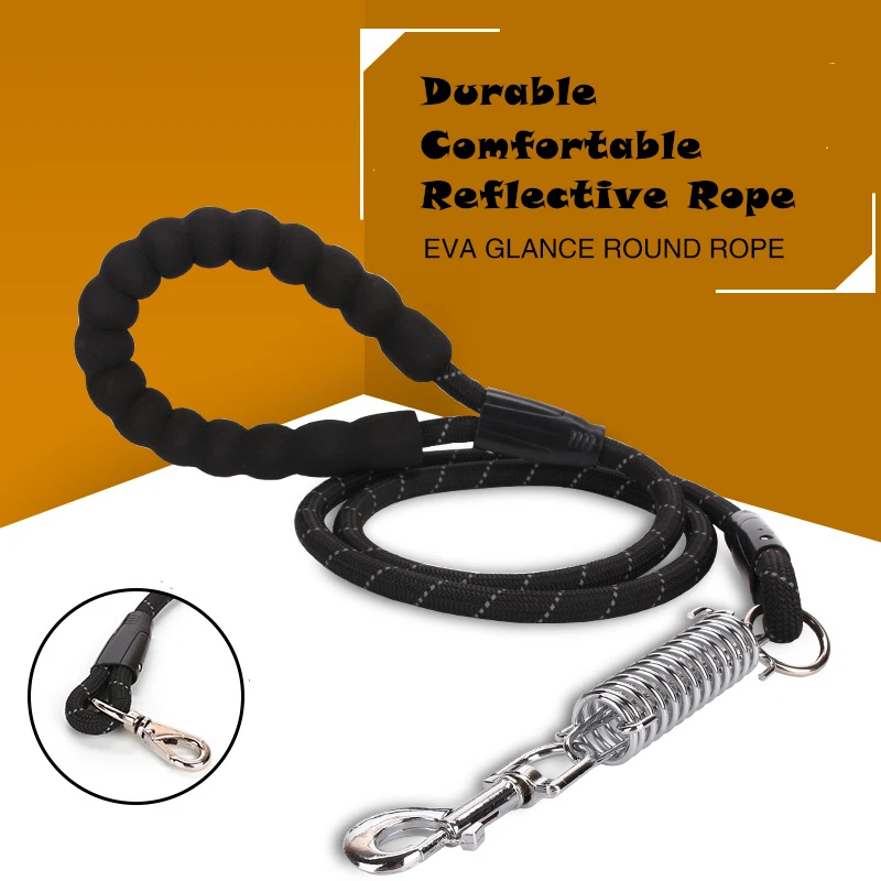 

Reflective Comfort pet Lead spring Explosion-proof Round Rope Practical Dog Leash Nylon Leashes Traction for Medium Large Dogs