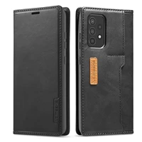 leather flip cover for samsung galaxy a52 a72 a12 5g contrast color magnetic holster sim card slot cover case for galaxy a52 4g