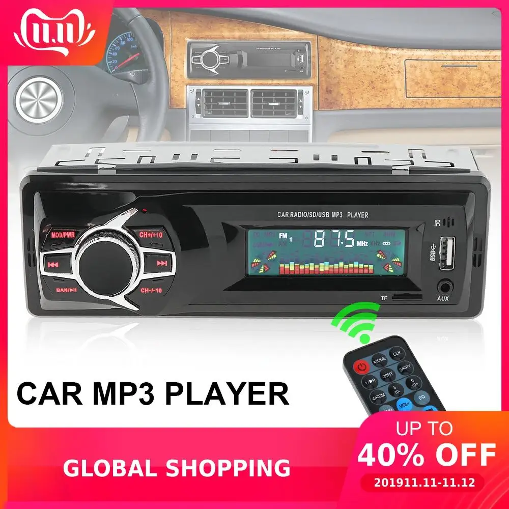 12 В ЖК дисплей в тире Авто Радио MP3 плеер стерео аудио Aux вход приемник Поддержка TF