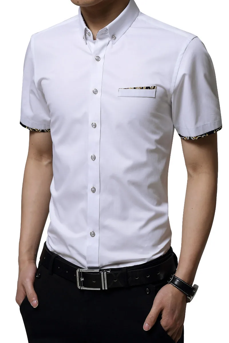

2020 spring and summer shirt men's short sleeve Korean slim fit business leisure professional wear youth solid color shirt
