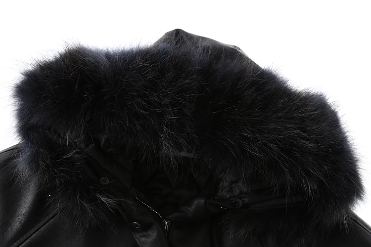 Hooded Genuine Fur Collar Thick Leather Coat Women's Winter New Korean Style Loose PU Leather Jacket