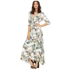 С цветочным рисунком, хлопковые летние платья для женщин на пуговицах Разделение кисточки струящиеся вечерние Макси длинное платье элегантные женские Открытое платье без рукавов от Robes Vestidos