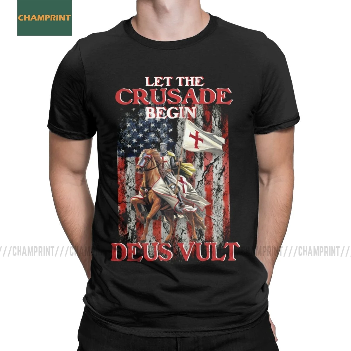 Мужская футболка с изображением рыцарей Templar Let The Crusade Start Deus Vult хлопковая