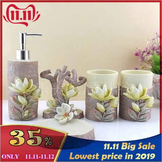 Розовые модные аксессуары для ванной комнаты керамический набор лосьон бутылка