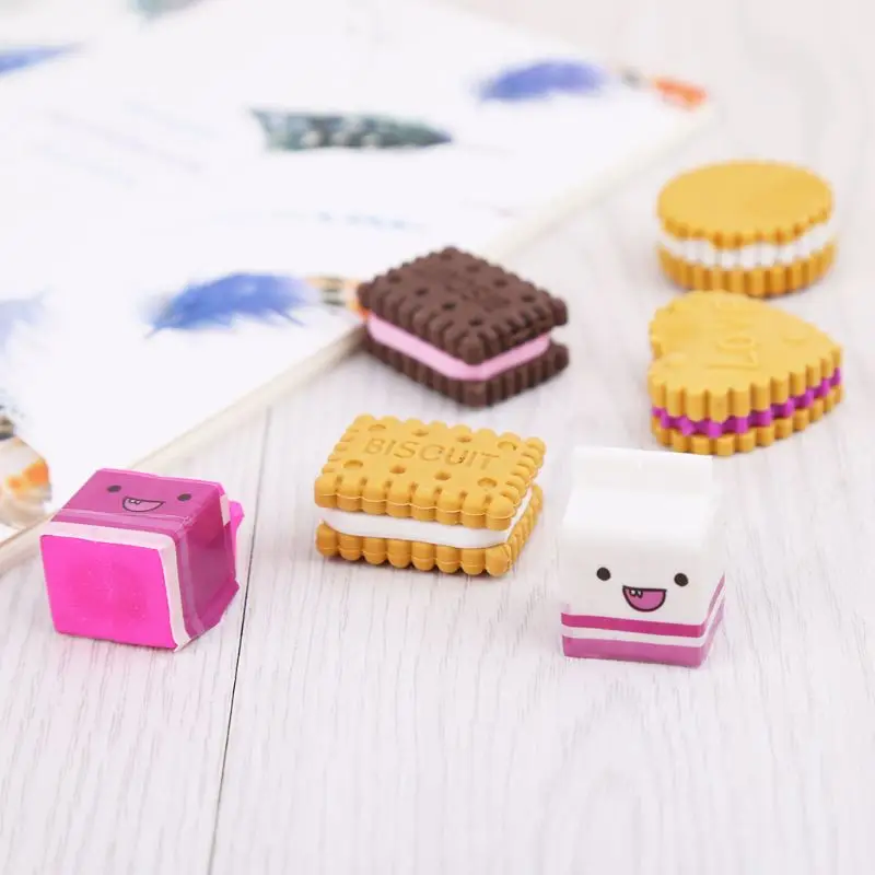 Резиновый ластик для карандаша печенья молока 6 шт./компл.|Ластики| |