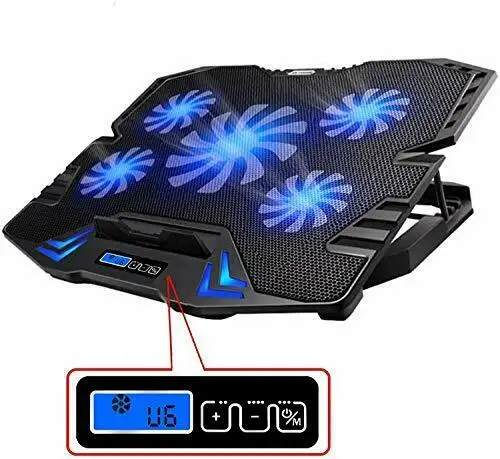 

TopMate C5 12-15.6 inch Gaming Laptop Cooler Cooling Pad, 5 Quiet Fans and LCD