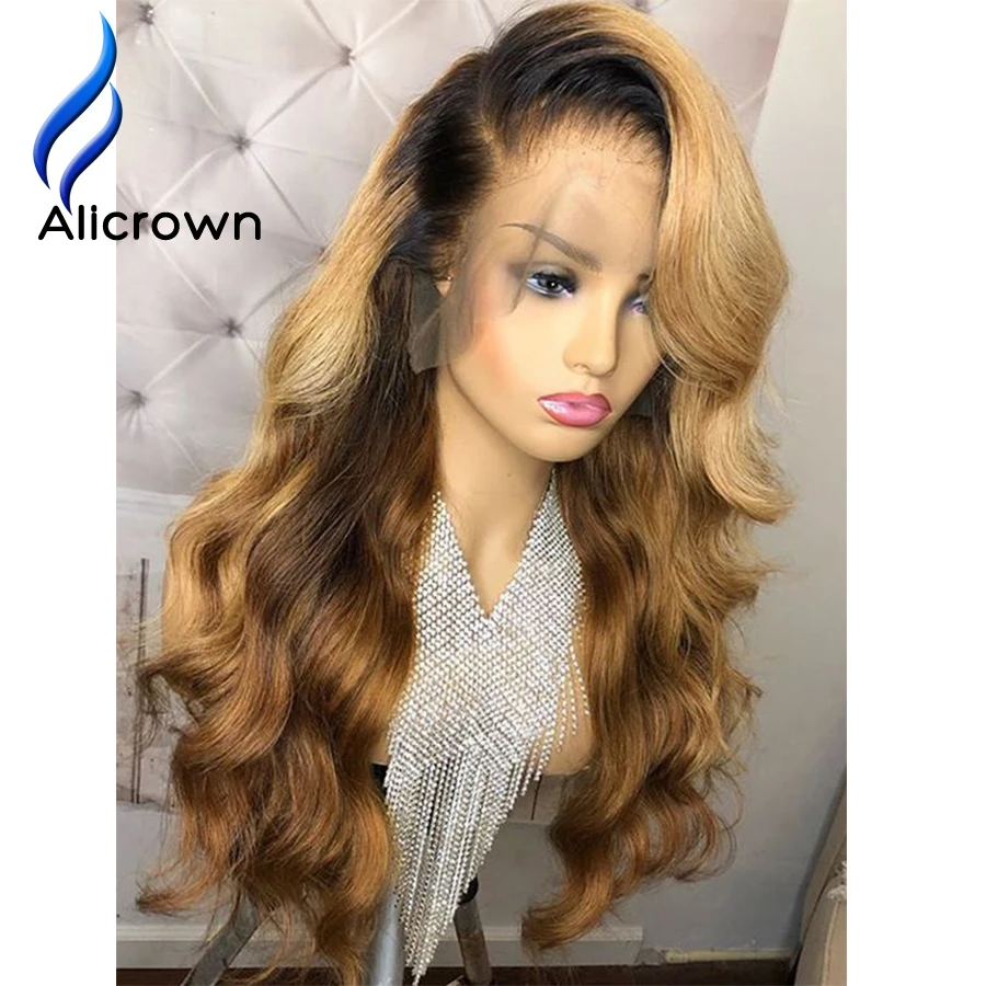 Парики из человеческих волос с эффектом омбре 13 х4 дюймов|Парик натуральных на