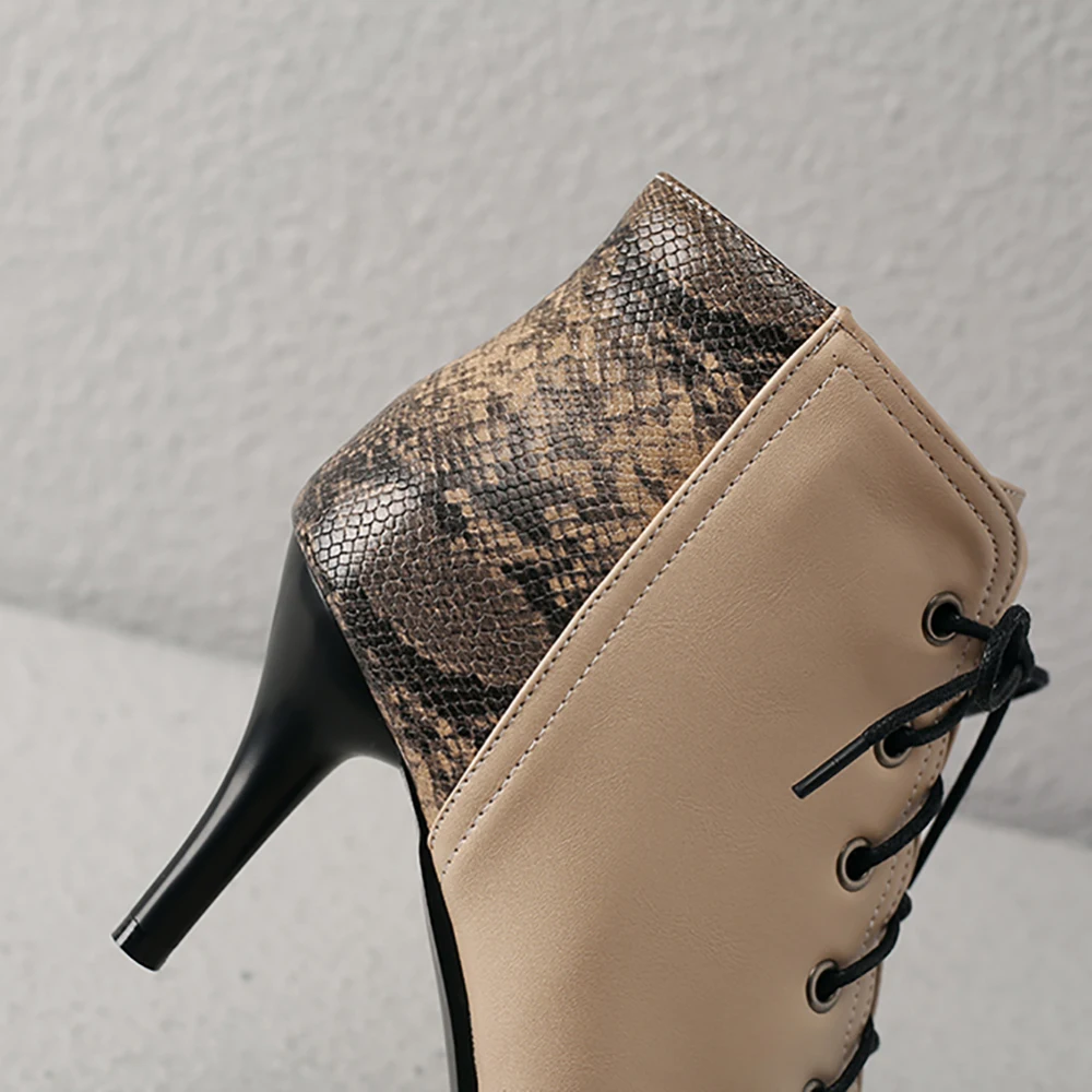  Brand New Elegant Red Apricot Women Ankle Boots Lace up Spike High Heels Lady Shoes LS906 Plus Big Small Size 10 30 45 48 | Обувь