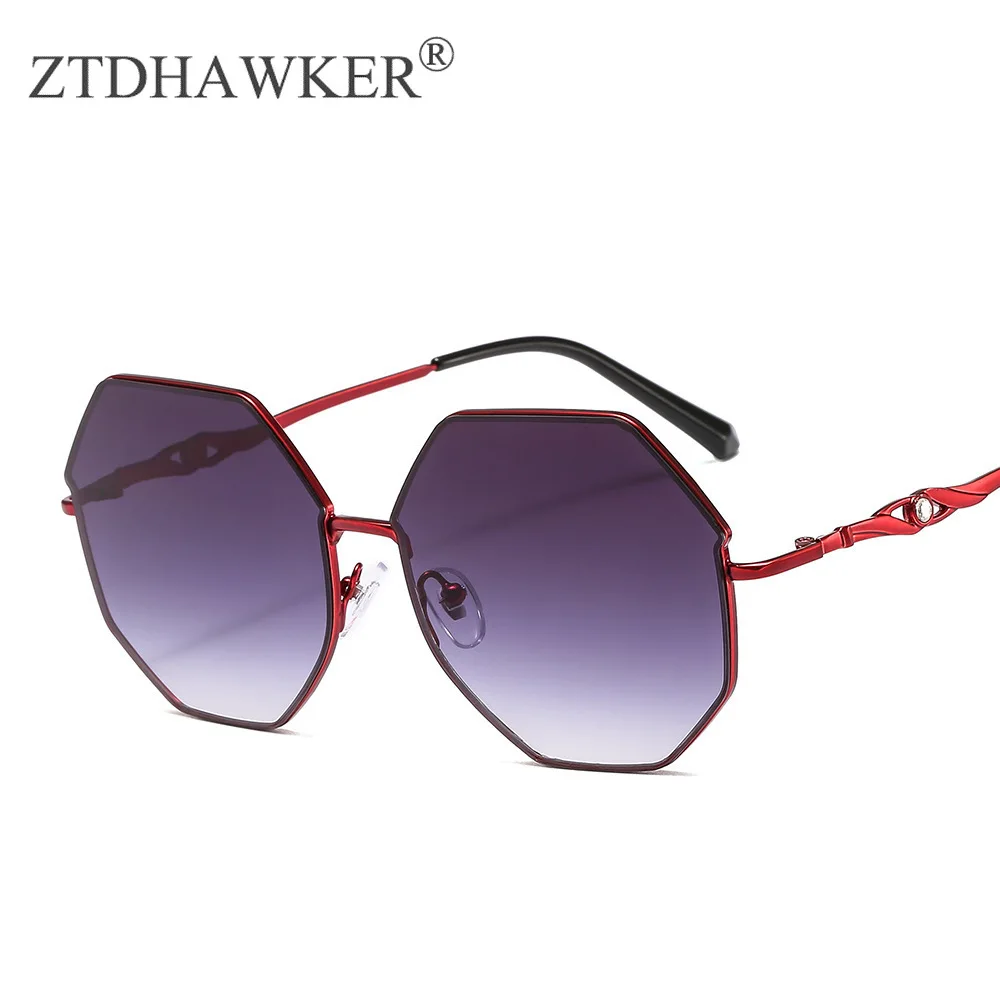 Солнцезащитные очки унисекс модные многоугольные с металлическим цветным