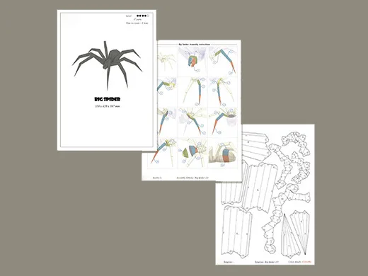 3D бумажная модель большого паука сделай сам Мультяшные животные ручной работы