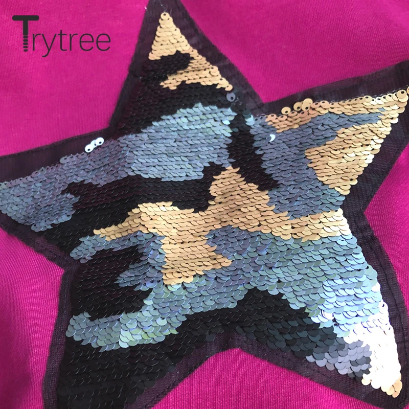 Trytree осень зима Женская Толстовка повседневные кружевные разноцветные блестки звезда Мода Кружева o-образным вырезом оборки Рукав Толстовка Топы