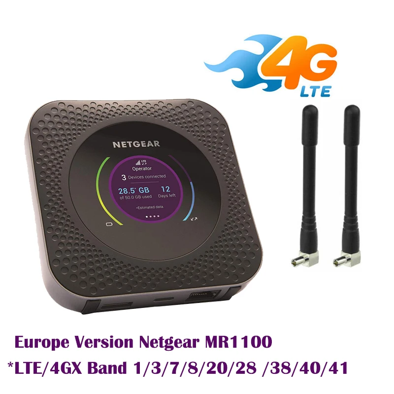 

Europe Version Netgear Nighthawk M1 MR1100 LTE CAT16 4GX Gigabit Mobile Router wireless WIFI hotspot 5040mAh Battery with antenn
