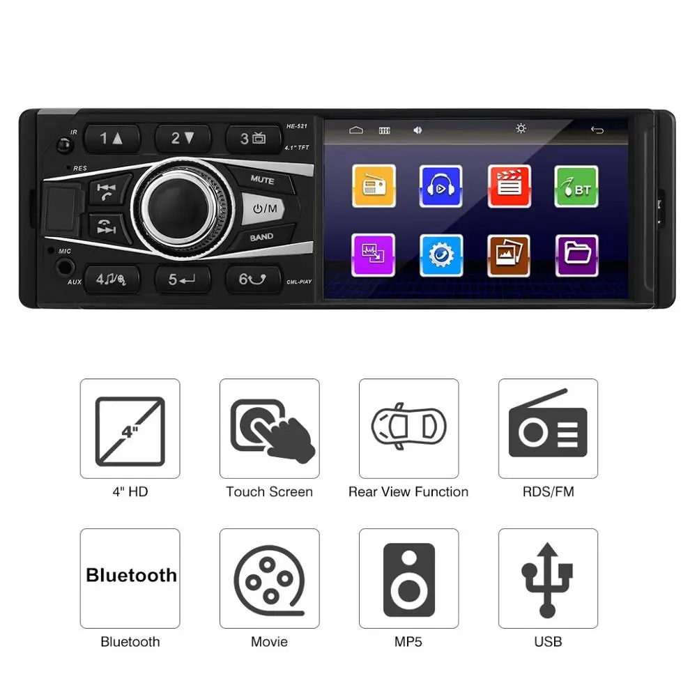 1din 4 дюймовый автомобильный MP5 плеер 800*480 FM Bluetooth Авторадио сенсорный стерео