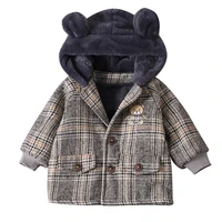 new infant boys thick coat kids hoodies toddler casual costume winter baby girls fashion clothes children plaid hooded jacket