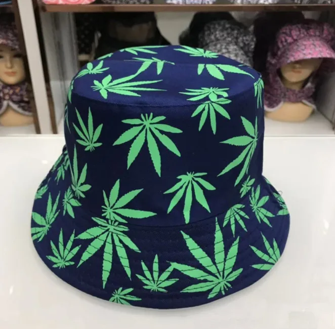 navy green Хип-хоп кепка, кленовый лист, Панама, Панама, шляпа для женщин и мужчин, пара летних хлопковых рыбацких шляп, Солнцезащитная шляпа с плоским верхом, рыбацкие шляпы, кепка s Boonie, подарок - Цвет: navy green